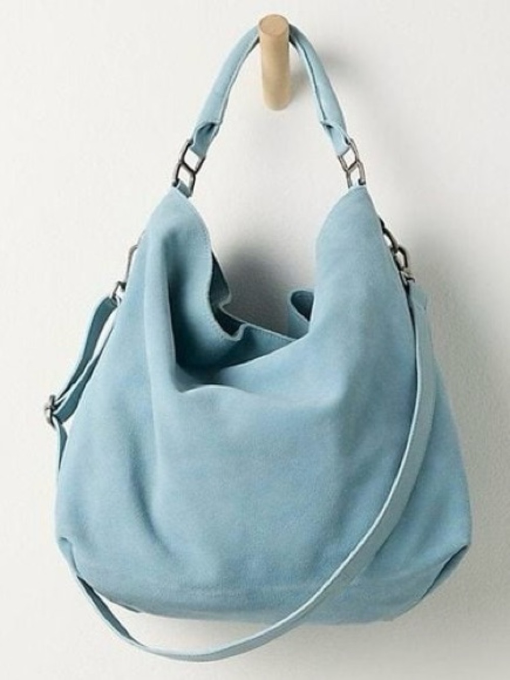 NWT FREE PEOPLE Suzie Suede Slouchy Tote Bag | Salt Water/Sky MSRP $128 SOLD OUT
